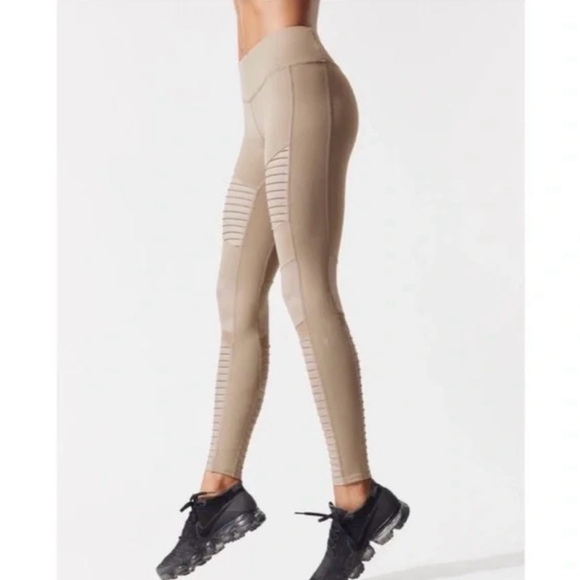 Alo Yoga Moto Gravel Gloss High Waisted Athletic Workout Gym Leggings Size S - Picture 11 of 12